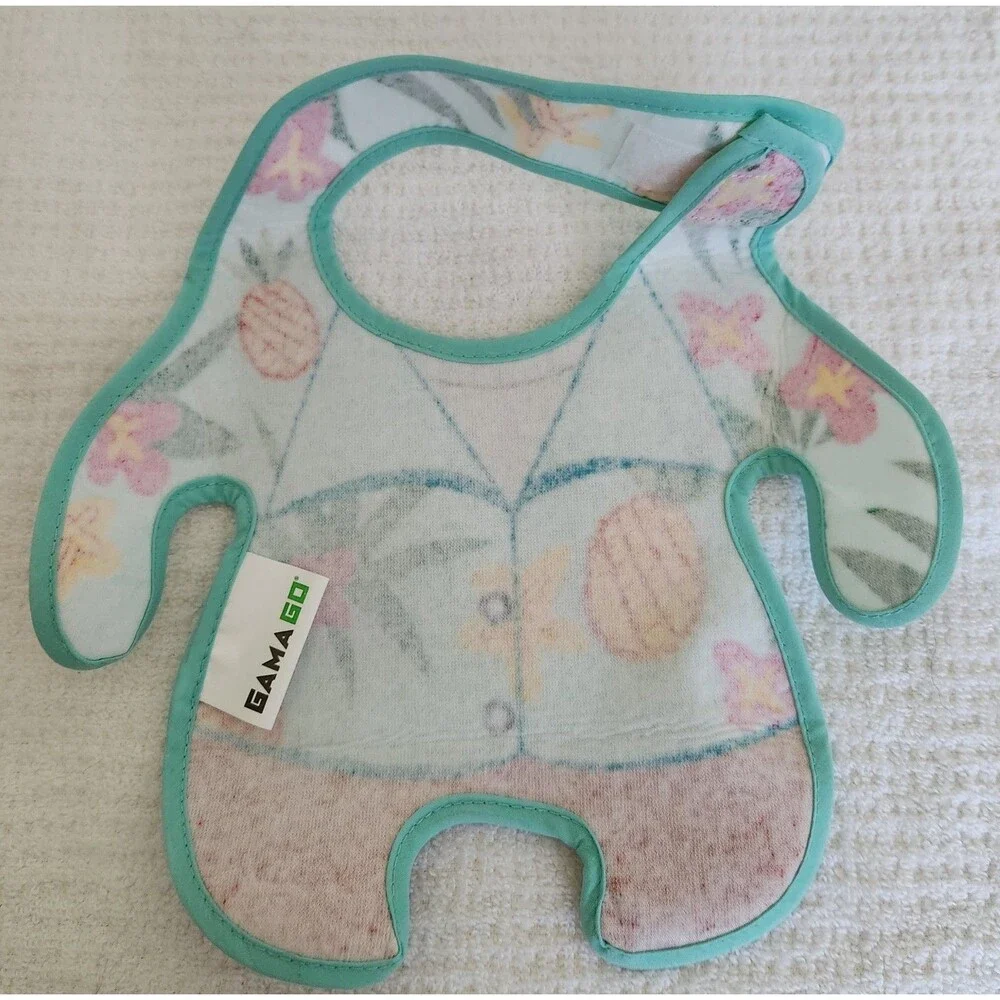 GAMAGO Infant Baby Bib Hawaiian Aloha Shirt Design Terry Cloth Washable NIB